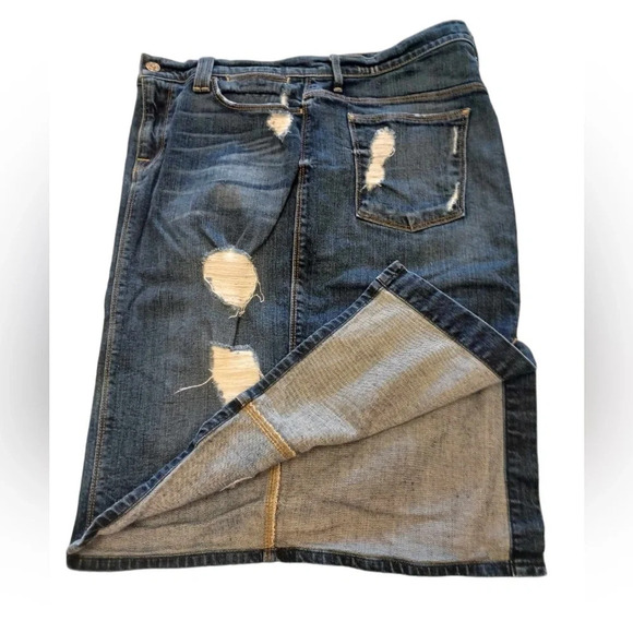7 for all mankind Distressed Medium Wash Denim Pencil Skirt  Size 29 - Picture 8 of 11